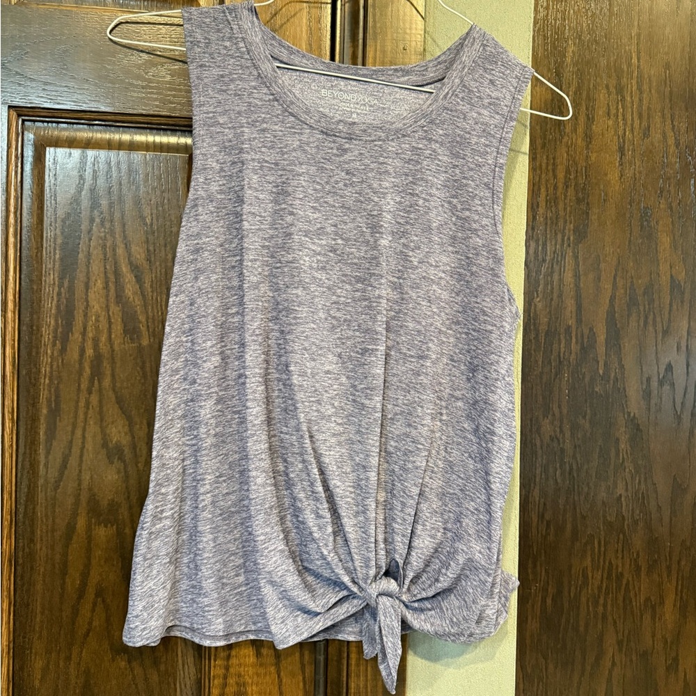 Beyond Yoga Heathered Purple Muscle Tee